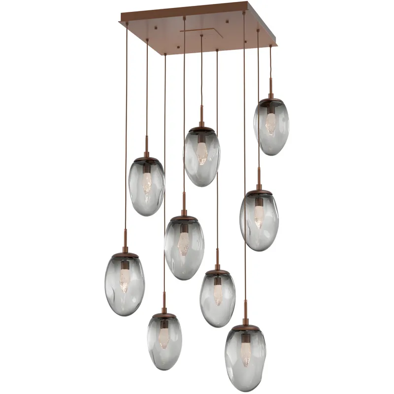 Meteo LED LED Burnished Bronze Chandelier Ceiling Light, Square Multi-Pendant