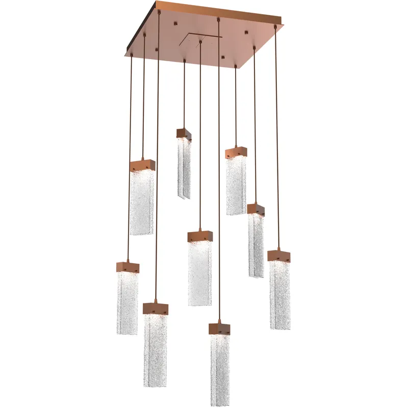 Parallel LED 26 inch Burnished Bronze Chandelier Ceiling Light in 3000K LED, Clear Rimelight, Square Multi-Port