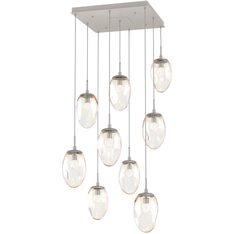 Meteo LED LED Beige Silver Chandelier Ceiling Light, Square Multi-Port