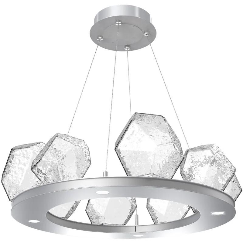 Gem LED 27.4 inch Classic Silver Chandelier Ceiling Light in Clear, 2700K LED, Ring