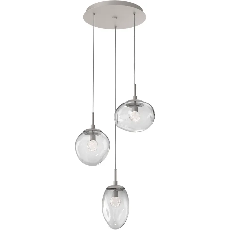 Cosmos LED LED 22.3 inch Beige Silver Chandelier Ceiling Light in Metallic Beige Silver, Clear Floret Inner with Clear Cosmos Outer, 2700K LED, Round Multi-Port