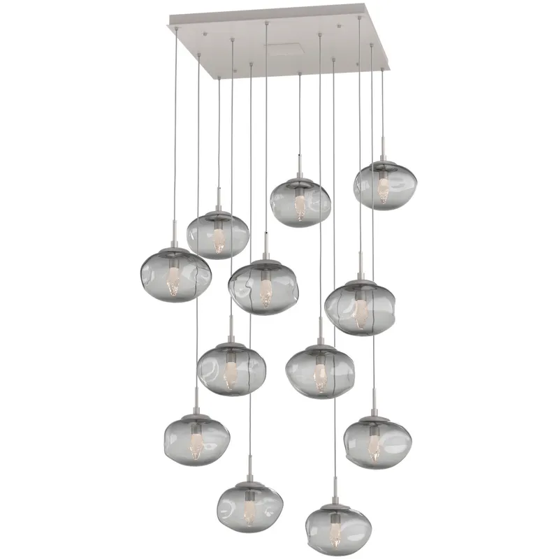 Nova LED LED Beige Silver Chandelier Ceiling Light, Square Multi-Port
