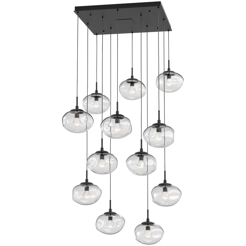 Nova LED LED Matte Black Chandelier Ceiling Light, Square Multi-Port