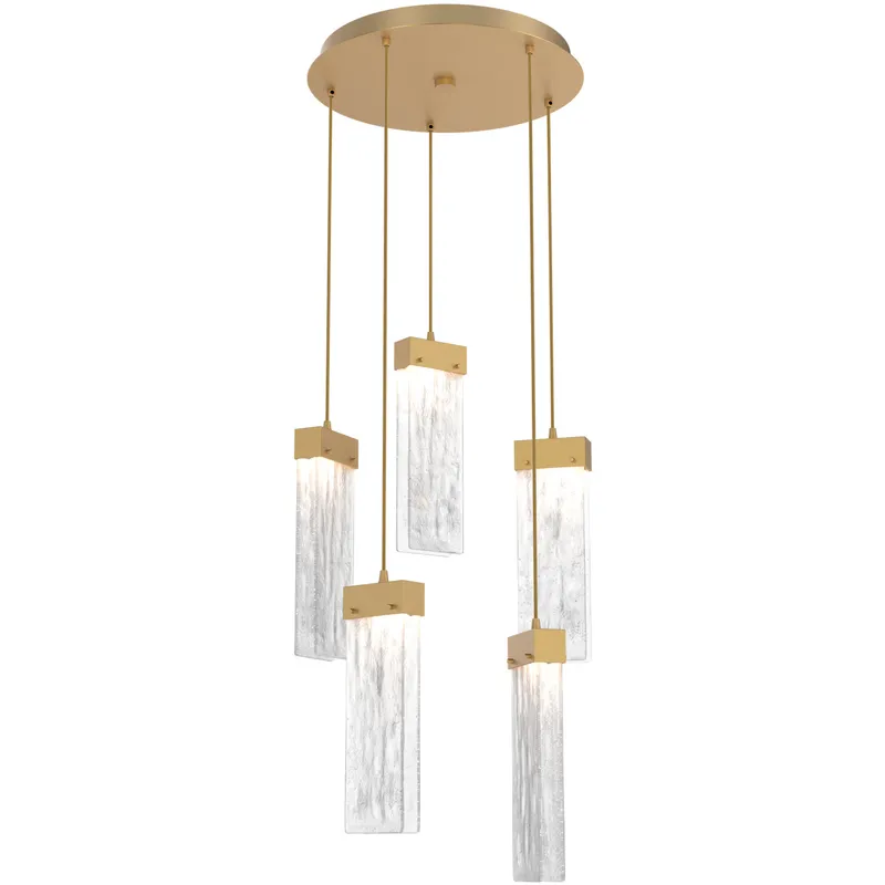 Parallel LED 18.6 inch Gilded Brass Chandelier Ceiling Light in Clear Granite, 2700K LED, Round Multi-Port