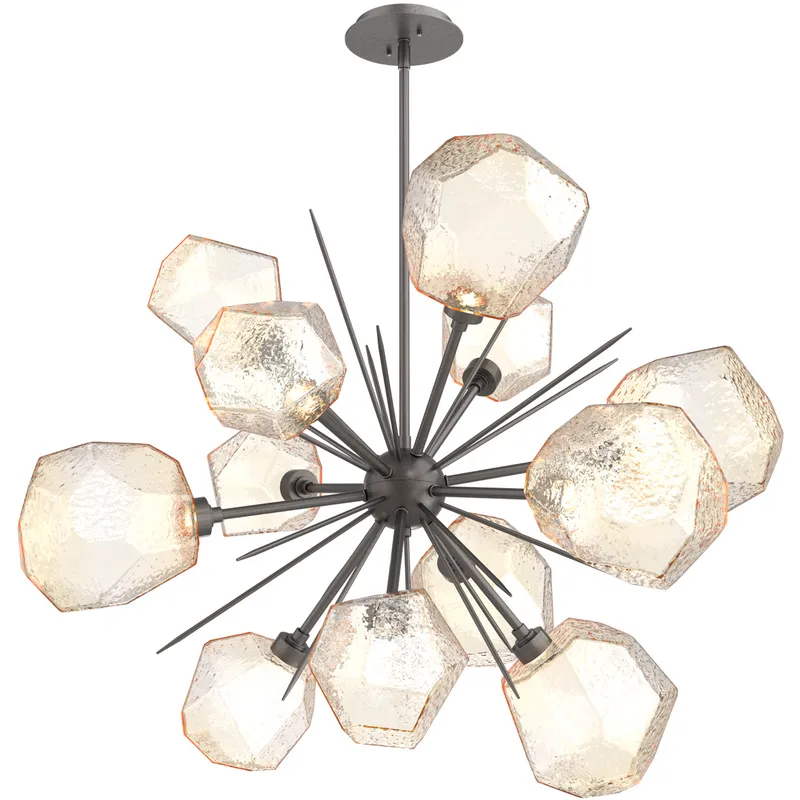 Gem LED 38.4 inch Graphite Chandelier Ceiling Light in Amber, 2700K LED, Starburst