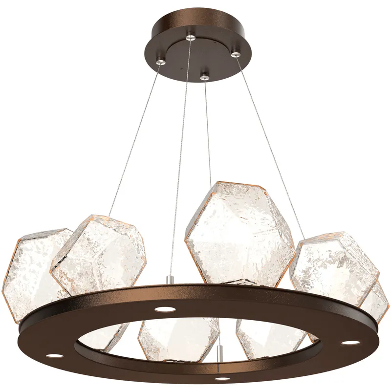 Gem LED 27.4 inch Flat Bronze Chandelier Ceiling Light in Amber, 2700K LED, Ring