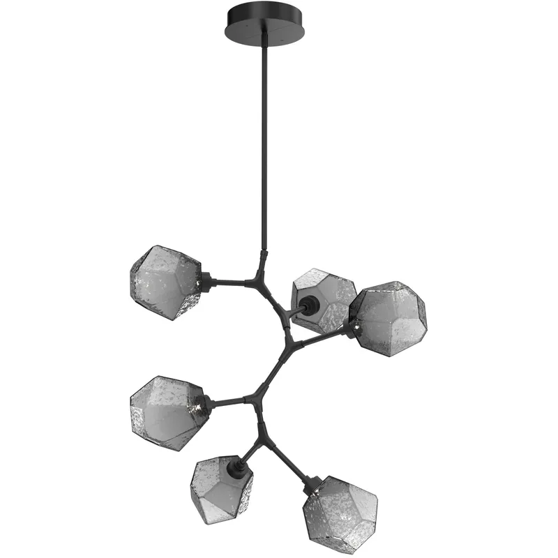 Gem LED 30 inch Matte Black Chandelier Ceiling Light in Smoke, 2700K LED, Modern Vine