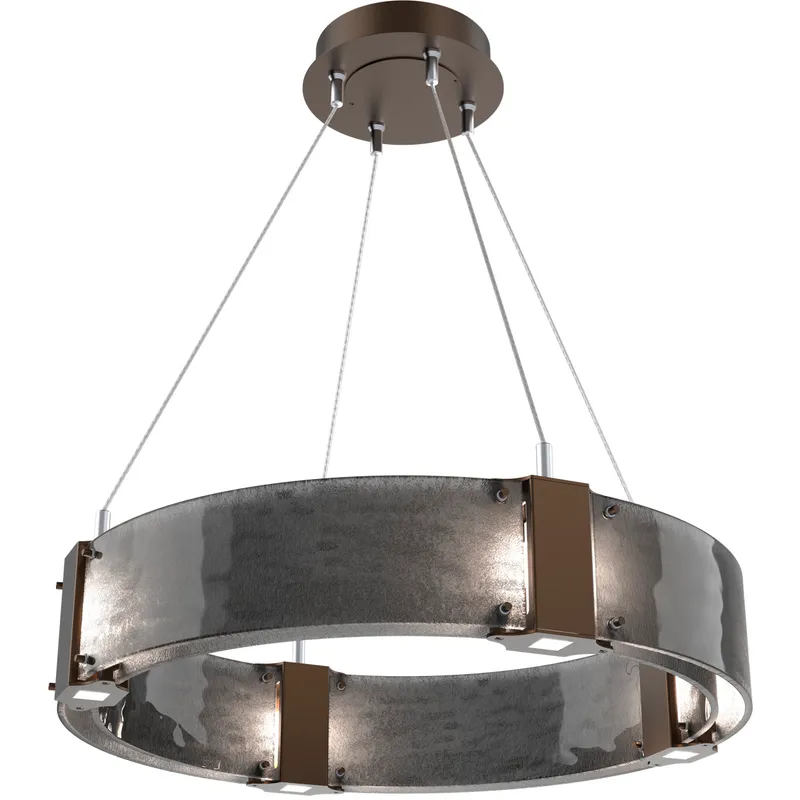 Parallel LED 23.9 inch Flat Bronze Chandelier Ceiling Light in 3000K LED, Smoke Granite, Ring