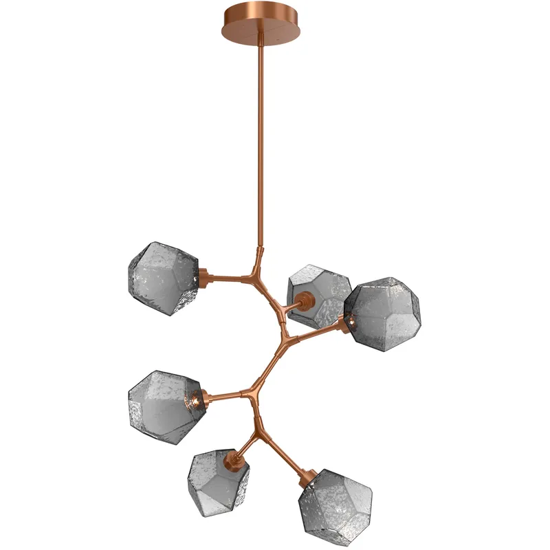 Gem LED 30 inch Novel Brass Chandelier Ceiling Light in Smoke, 2700K LED, Modern Vine