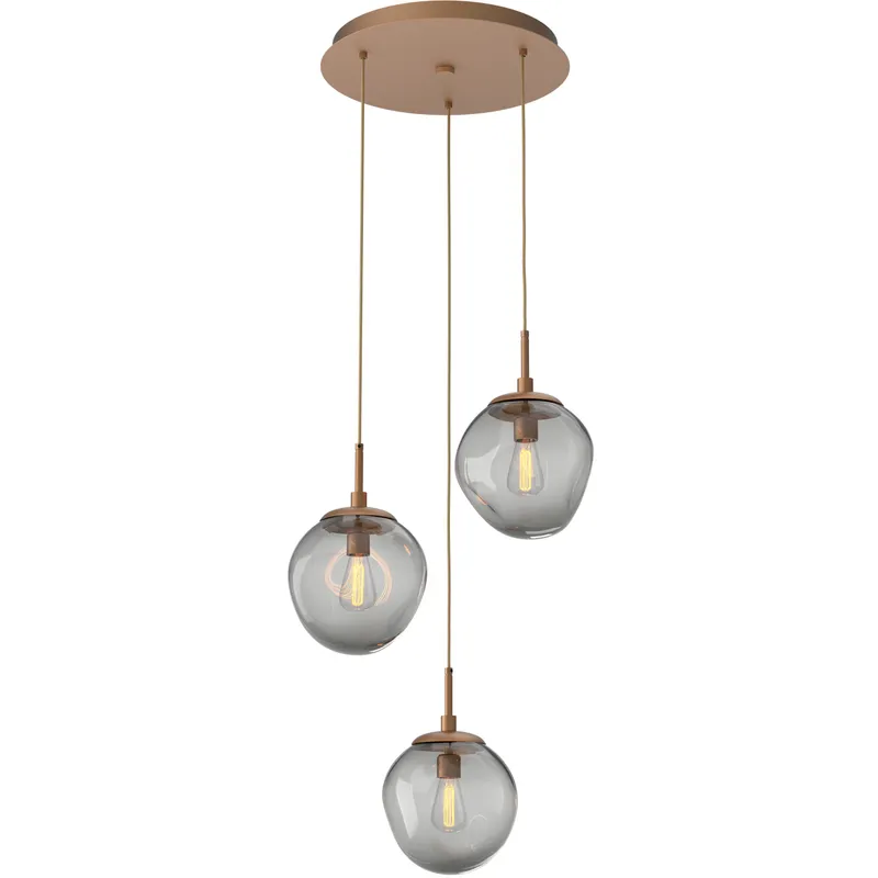 Aster Incandescent 3 Light Novel Brass Chandelier Ceiling Light, Round Multi-Pendant