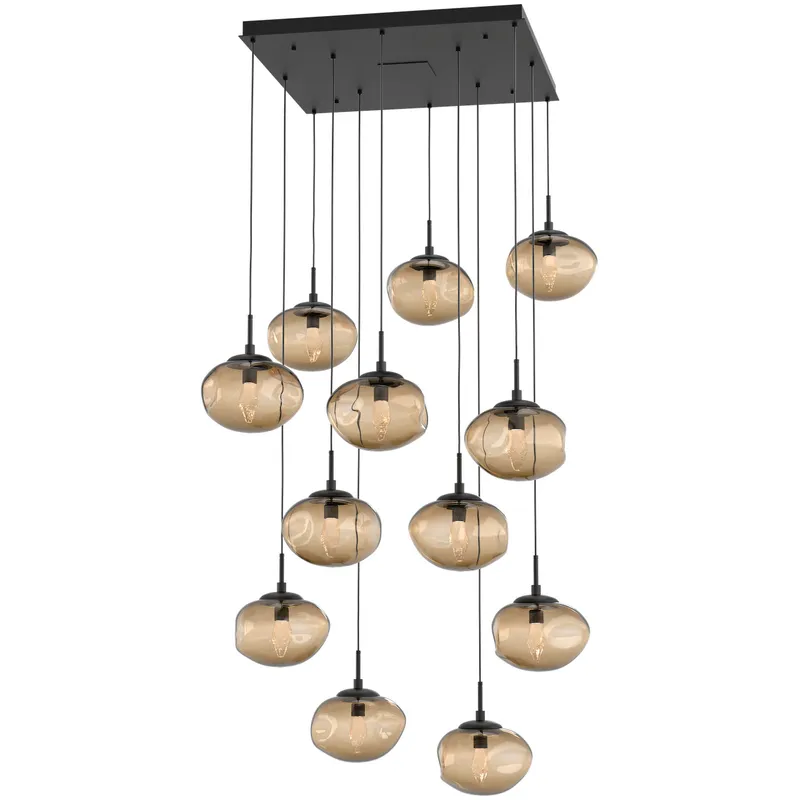Nova LED LED Matte Black Chandelier Ceiling Light, Square Multi-Port