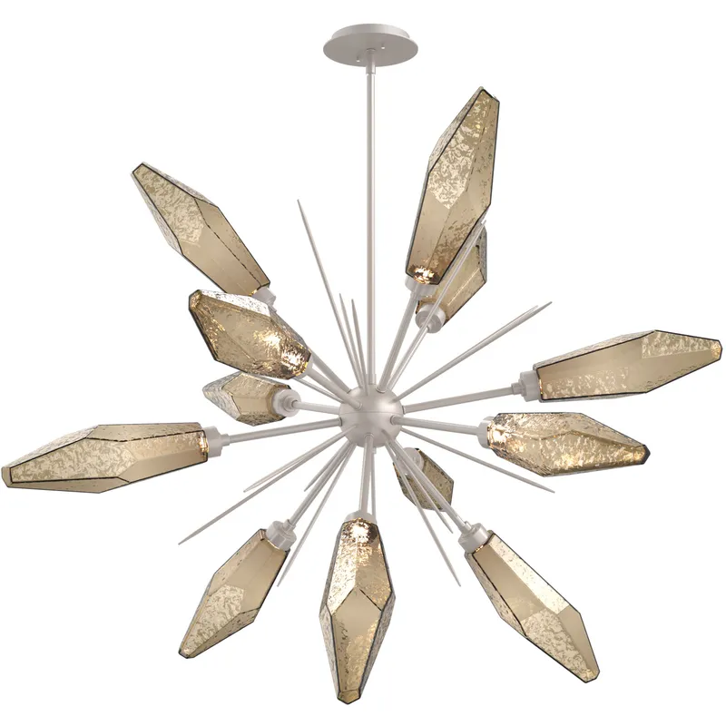 Rock Crystal LED 38.1 inch Beige Silver Chandelier Ceiling Light in 3000K LED, Metallic Beige Silver, Chilled Bronze, Starburst