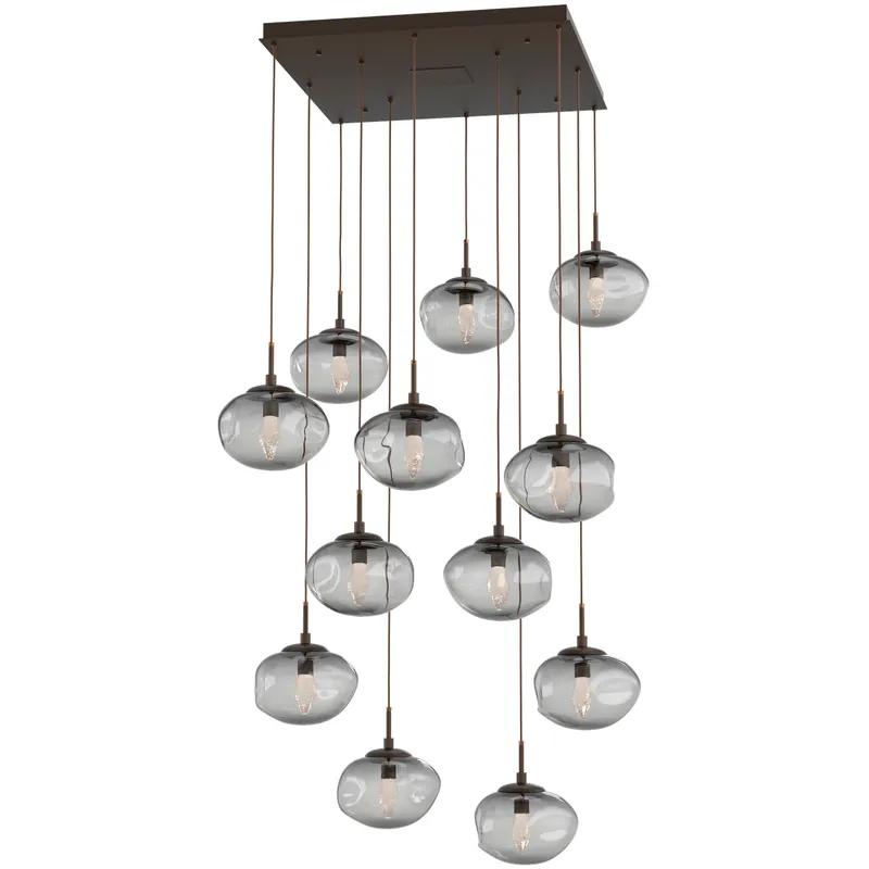 Nova LED LED Flat Bronze Chandelier Ceiling Light, Square Multi-Port