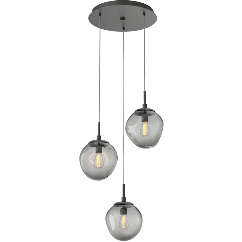 Aster Incandescent 3 Light Graphite Chandelier Ceiling Light, Round Multi-Port