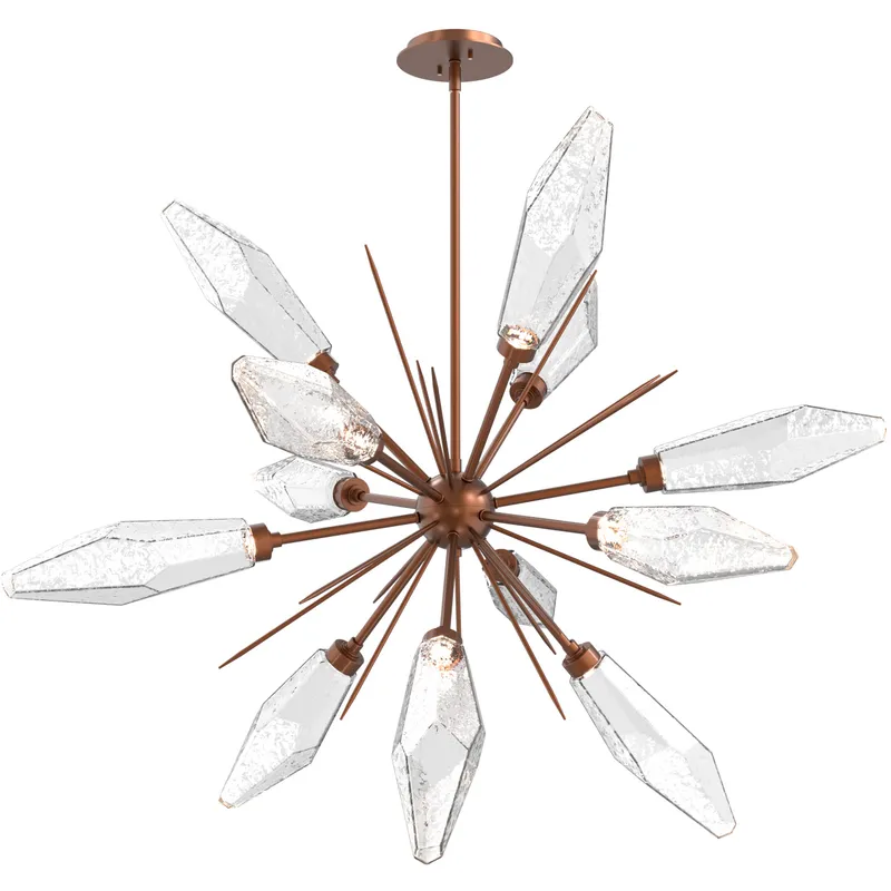 Rock Crystal LED 38.1 inch Burnished Bronze Chandelier Ceiling Light in Chilled Clear, 2700K LED, Starburst