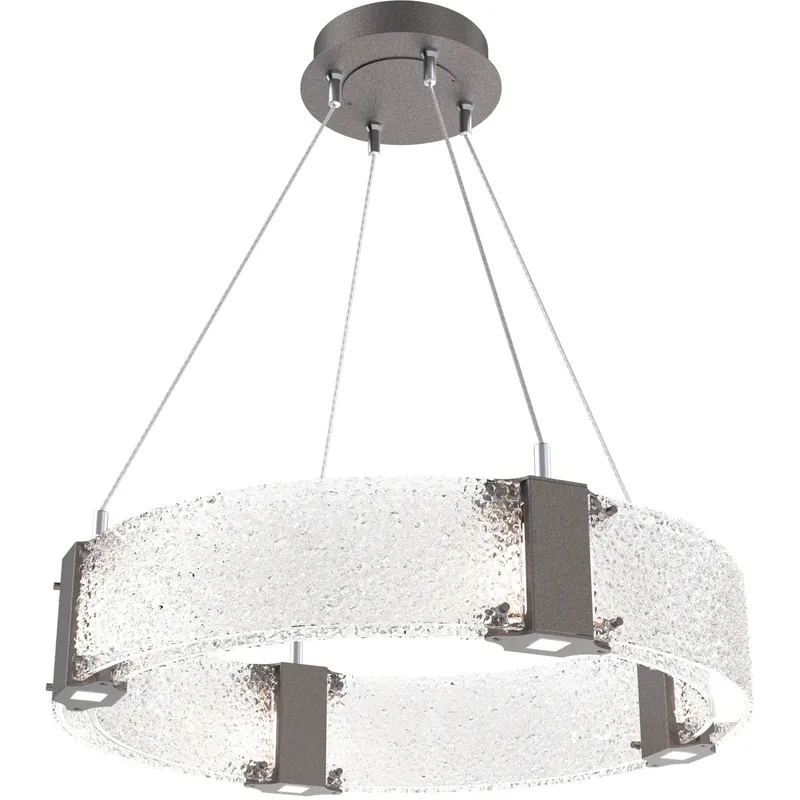 Parallel LED 23.9 inch Graphite Chandelier Ceiling Light in 3000K LED, Clear Rimelight, Ring