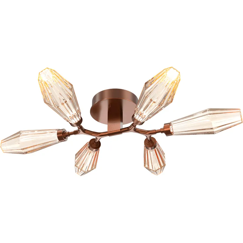 Aalto LED 34.9 inch Burnished Bronze Flush Mount Ceiling Light in 3000K LED, Optic Rib Amber