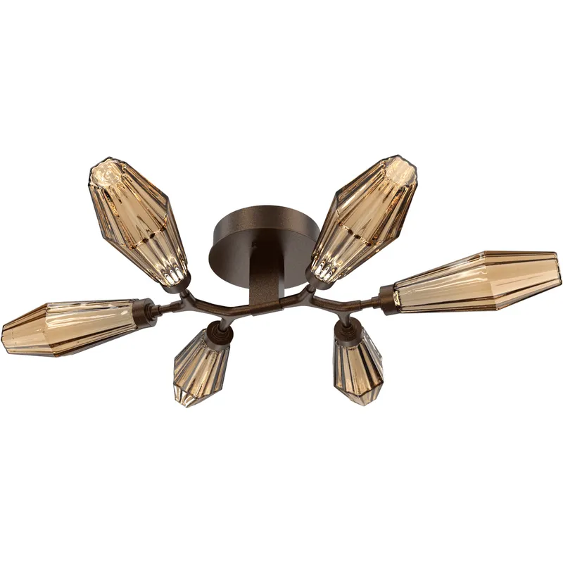 Aalto LED 34.9 inch Flat Bronze Flush Mount Ceiling Light in Optic Rib Bronze, 2700K LED