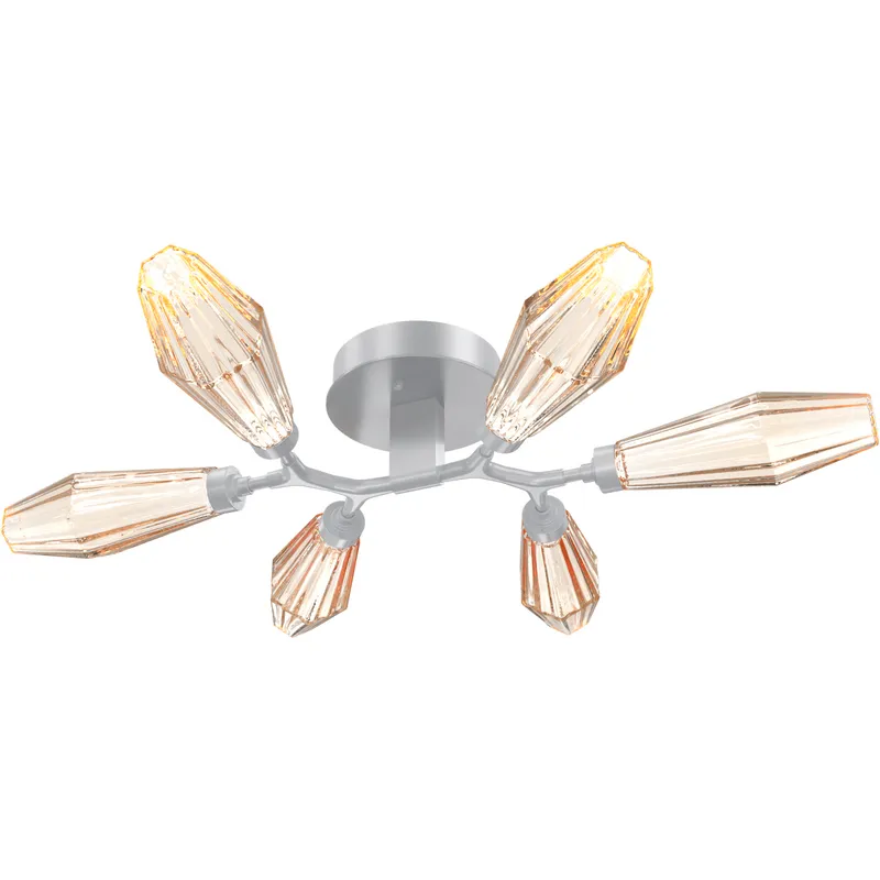 Aalto LED 34.9 inch Classic Silver Flush Mount Ceiling Light in Optic Rib Amber, 2700K LED