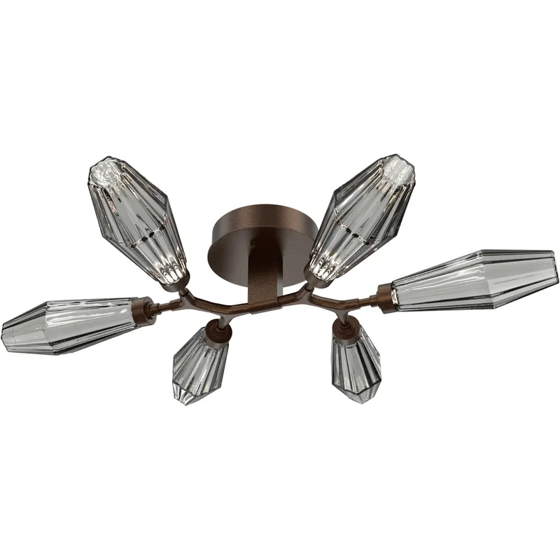 Aalto LED 34.9 inch Flat Bronze Flush Mount Ceiling Light in Optic Rib Smoke, 2700K LED