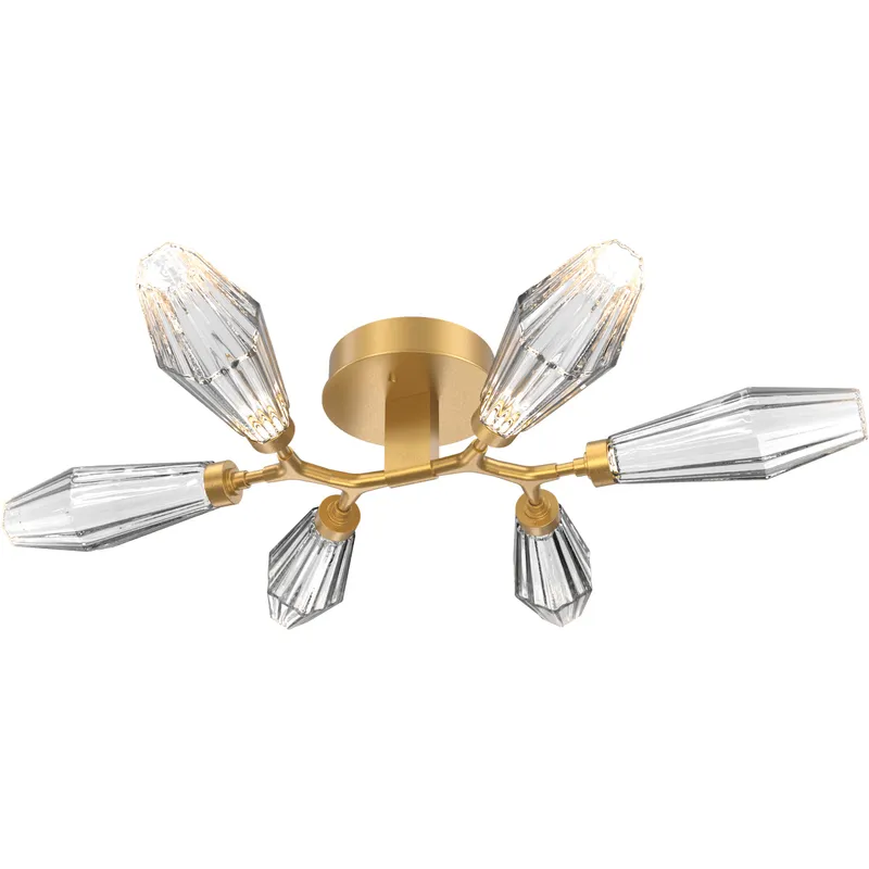 Aalto LED 34.9 inch Gilded Brass Flush Mount Ceiling Light in 3000K LED, Optic Rib Clear