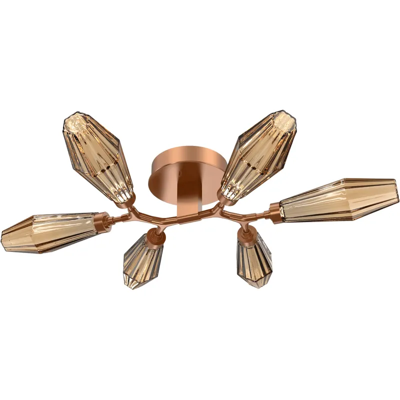 Aalto LED 34.9 inch Novel Brass Flush Mount Ceiling Light in 3000K LED, Optic Rib Bronze