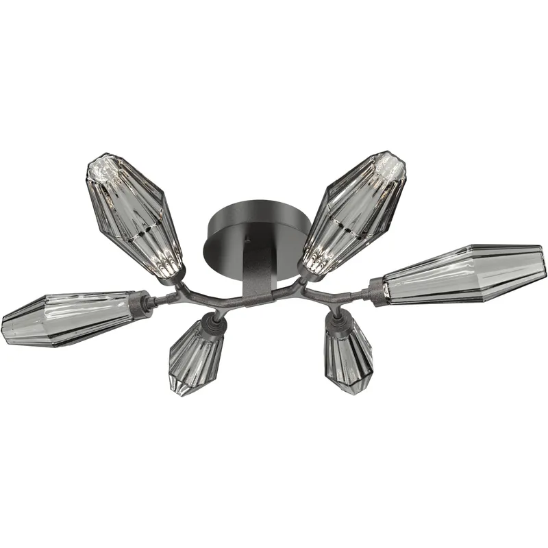 Aalto LED 34.9 inch Graphite Flush Mount Ceiling Light in Optic Rib Smoke, 2700K LED