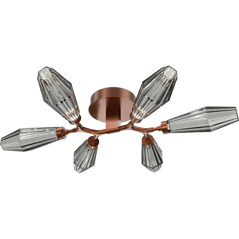 Aalto LED 34.9 inch Burnished Bronze Flush Mount Ceiling Light in 3000K LED, Optic Rib Smoke
