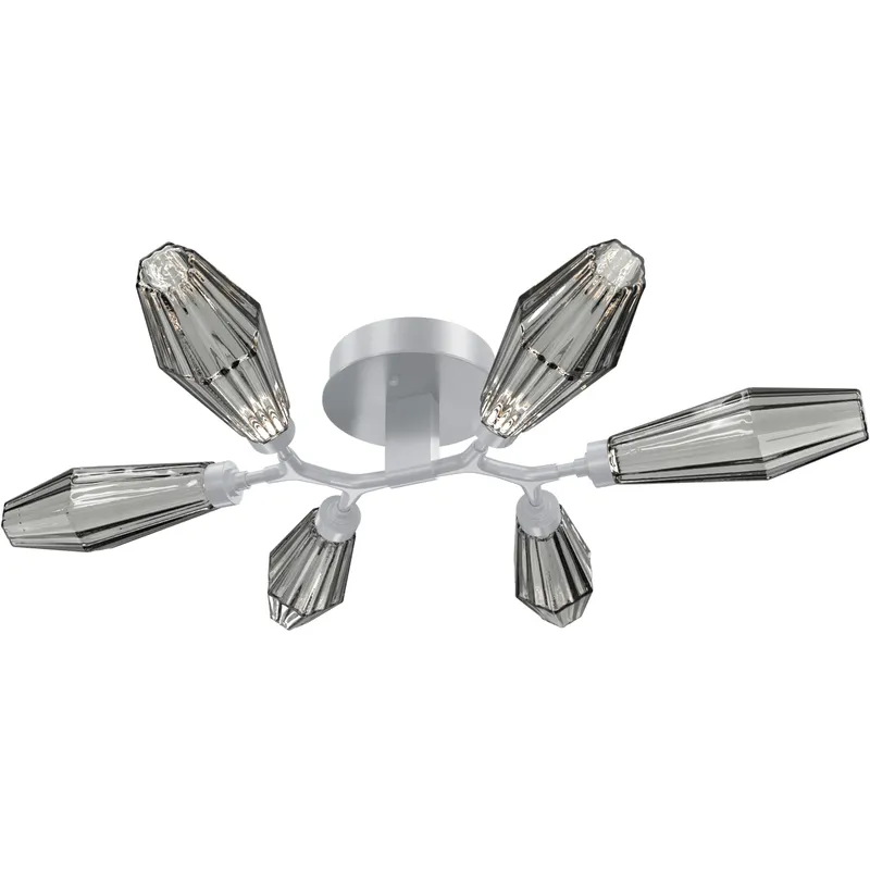 Aalto LED 34.9 inch Classic Silver Flush Mount Ceiling Light in Optic Rib Smoke, 2700K LED