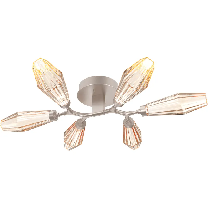 Aalto LED 34.9 inch Beige Silver Flush Mount Ceiling Light in Metallic Beige Silver, Optic Rib Amber, 2700K LED