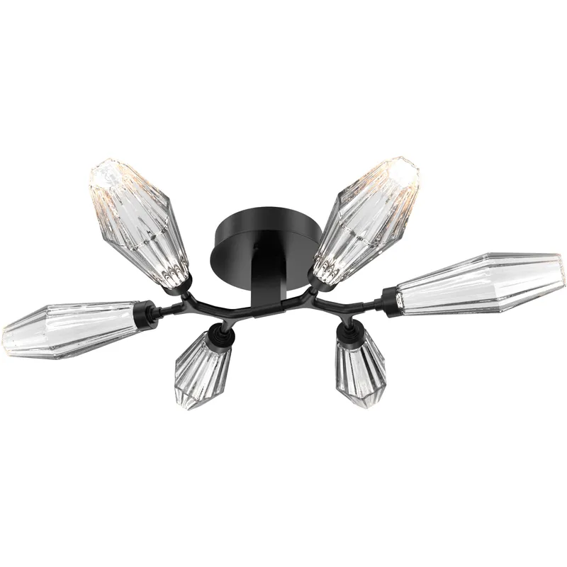 Aalto LED 34.9 inch Matte Black Flush Mount Ceiling Light in 3000K LED, Optic Rib Clear