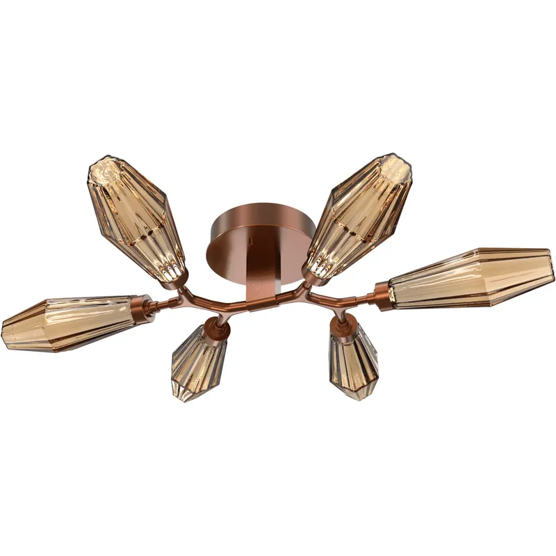 Aalto LED 34.9 inch Burnished Bronze Flush Mount Ceiling Light in 3000K LED, Optic Rib Bronze