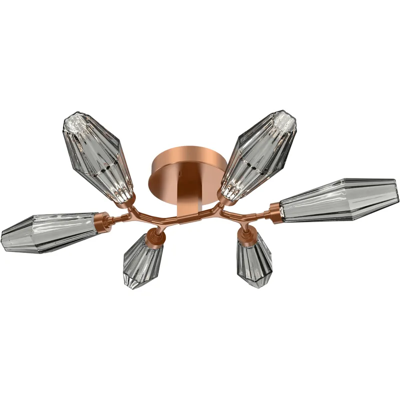 Aalto LED 34.9 inch Novel Brass Flush Mount Ceiling Light in 3000K LED, Optic Rib Smoke
