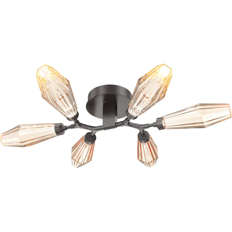 Aalto LED 34.9 inch Graphite Flush Mount Ceiling Light in Optic Rib Amber, 2700K LED