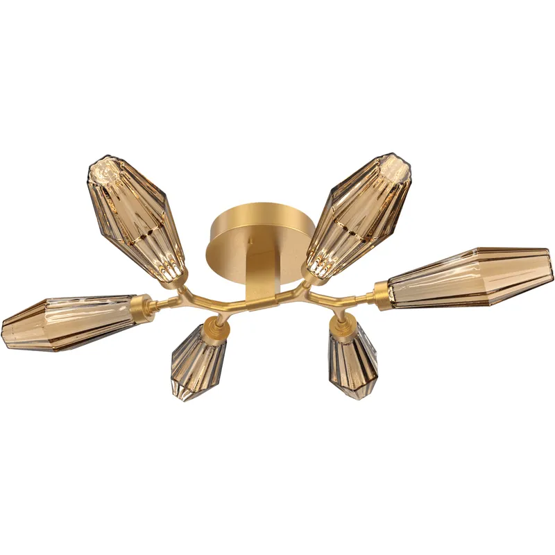 Aalto LED 34.9 inch Gilded Brass Flush Mount Ceiling Light in Optic Rib Bronze, 2700K LED