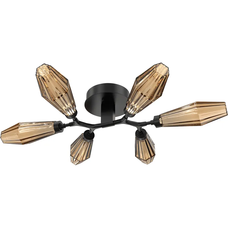 Aalto LED 34.9 inch Matte Black Flush Mount Ceiling Light in 3000K LED, Optic Rib Bronze