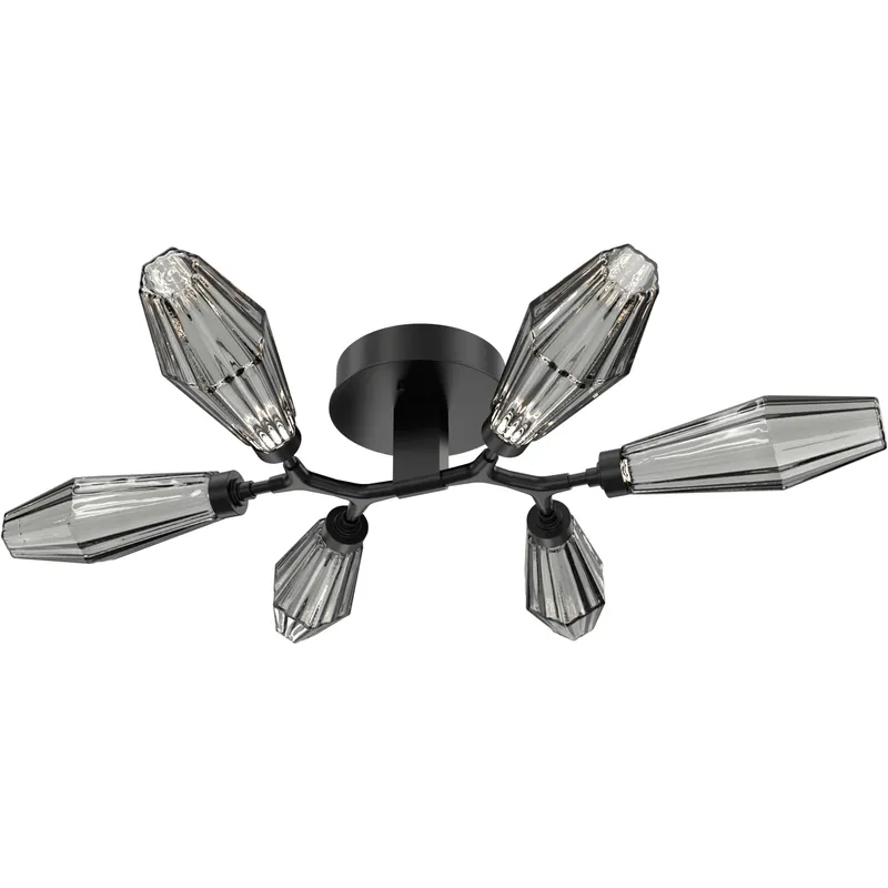 Aalto LED 34.9 inch Matte Black Flush Mount Ceiling Light in 3000K LED, Optic Rib Smoke