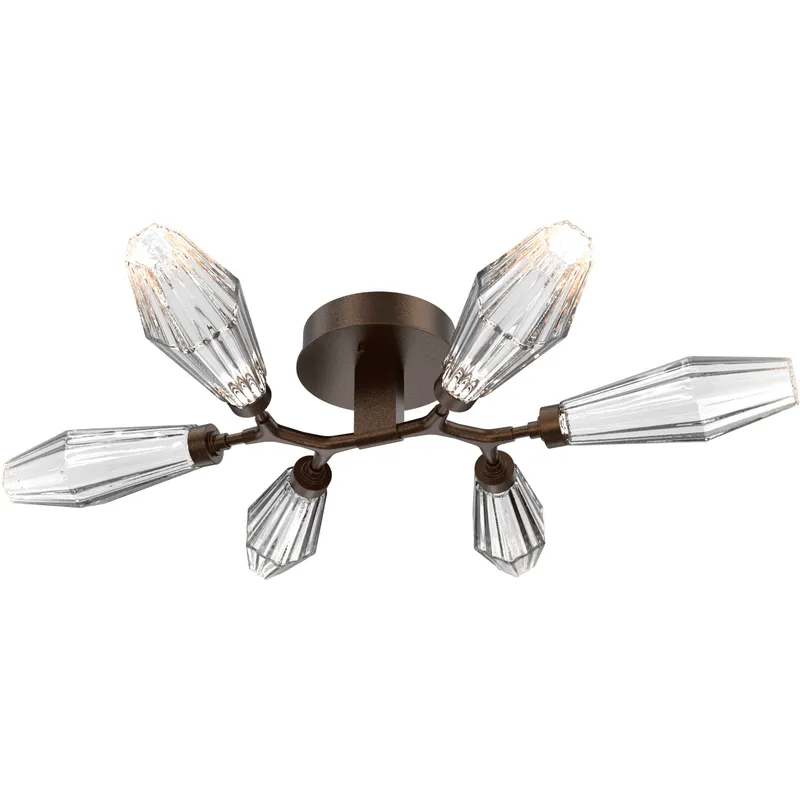 Aalto LED 34.9 inch Flat Bronze Flush Mount Ceiling Light in Optic Rib Clear, 2700K LED