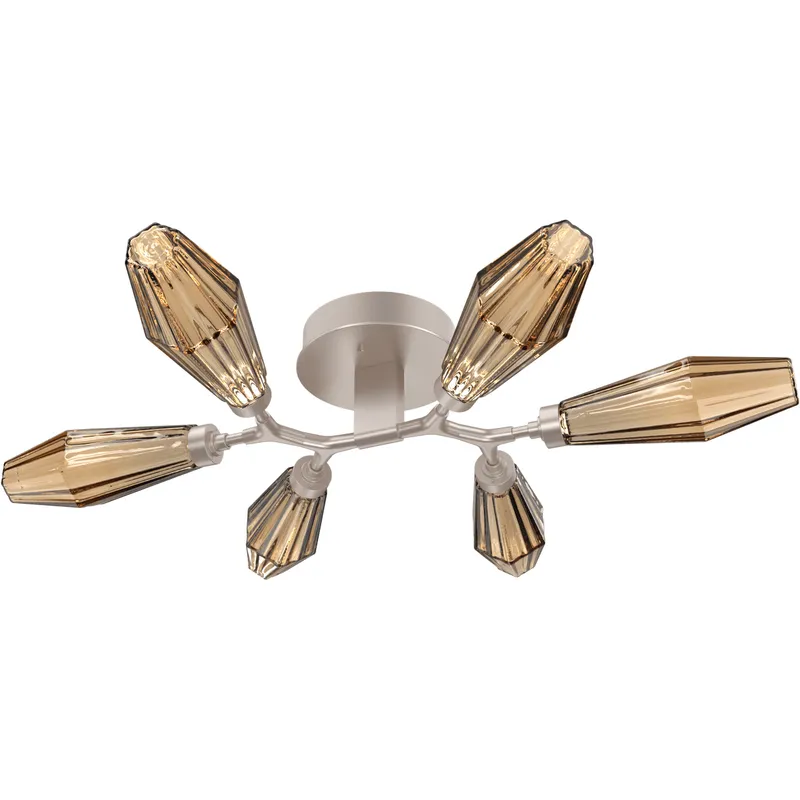Aalto LED 34.9 inch Beige Silver Flush Mount Ceiling Light in 3000K LED, Optic Rib Bronze, Metallic Beige Silver