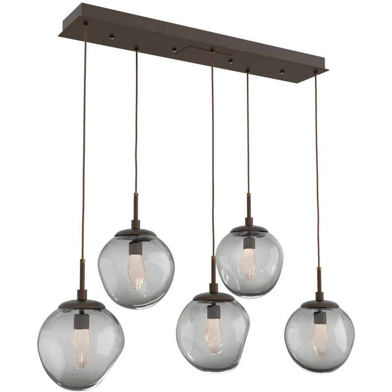 Aster LED LED 42.2 inch Flat Bronze Linear Pendant Ceiling Light in 3000K LED, Geo Inner - Smoke Outer, Multi-Port