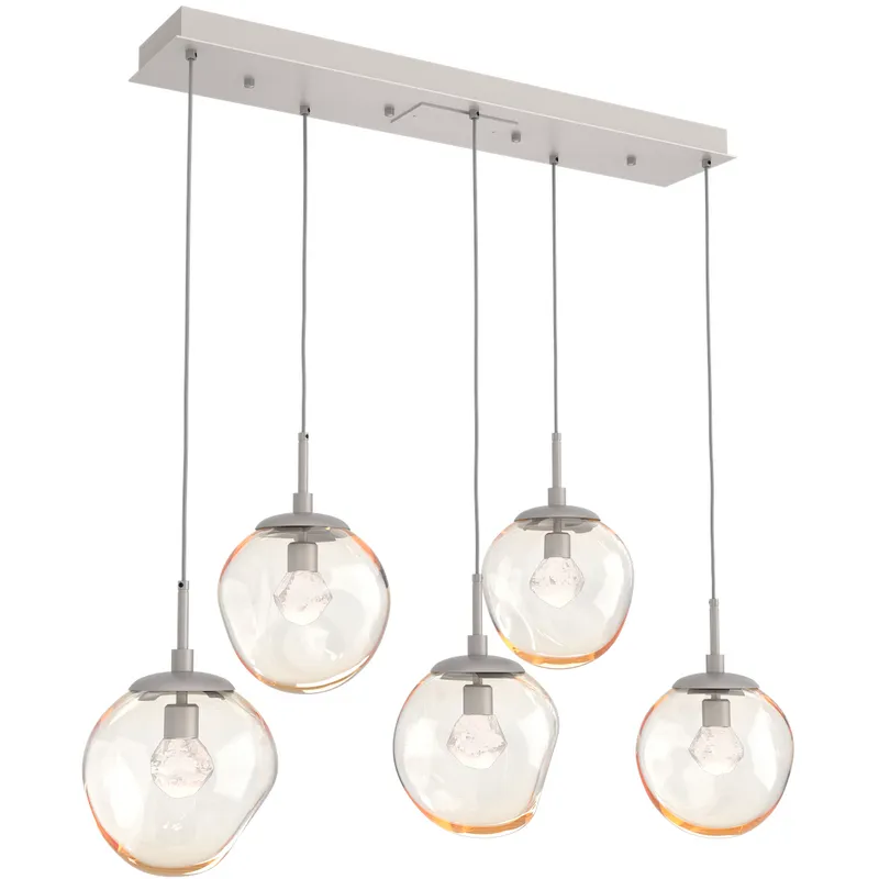 Aster LED LED 42.2 inch Beige Silver Linear Pendant Ceiling Light in Metallic Beige Silver, 2700K LED, Zircon Inner - Amber Outer, Multi-Port