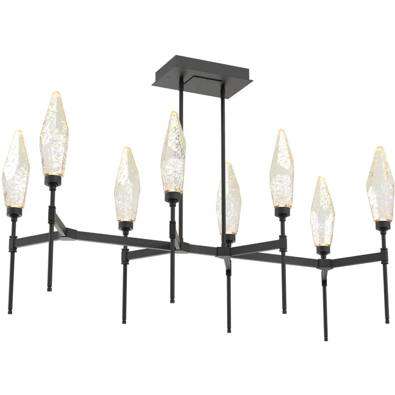 Rock Crystal LED Matte Black Linear Pendant Ceiling Light in 3000K LED, Chilled Amber, Belvedere