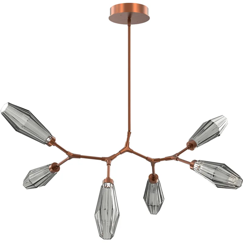 Aalto LED 43 inch Burnished Bronze Linear Pendant Ceiling Light in Optic Rib Smoke, 2700K LED, Modern Branch