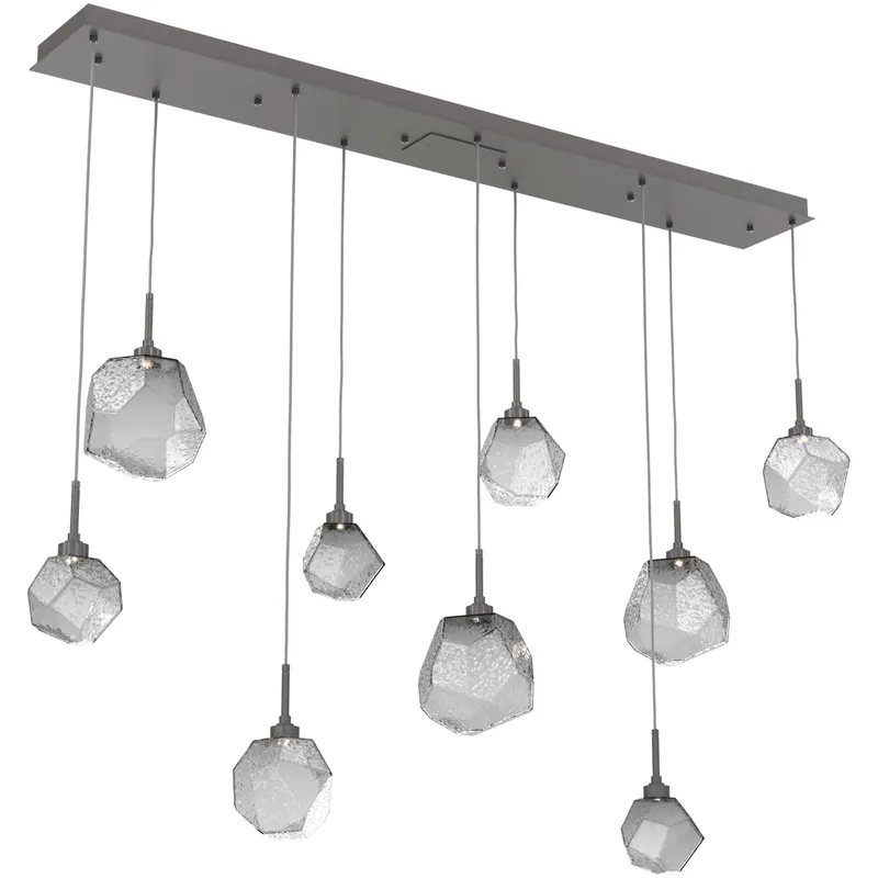 Gem LED Graphite Linear Pendant Ceiling Light in 3000K LED, Smoke, Multi-Port
