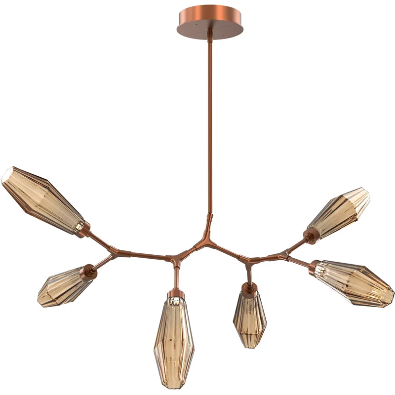 Aalto LED 43 inch Burnished Bronze Linear Pendant Ceiling Light in 3000K LED, Optic Rib Bronze, Modern Branch