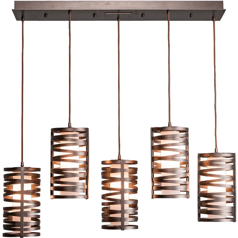 Textured Glass 5 Light 34.8 inch Classic Silver Multi-Pendant Ceiling Light