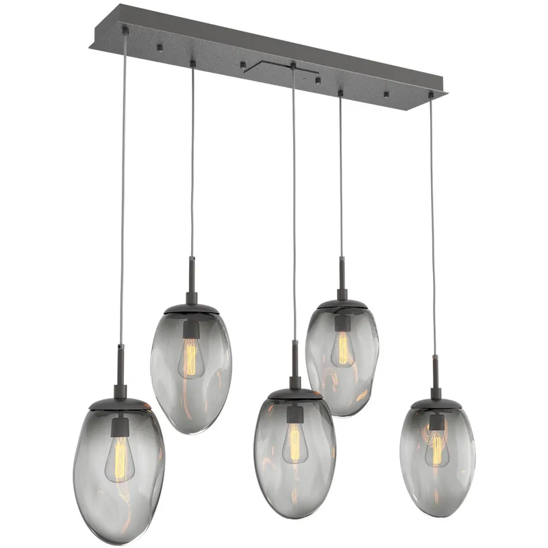 Meteo Incandescent 5 Light Graphite Linear Pendant Ceiling Light in Smoke, Multi-Port