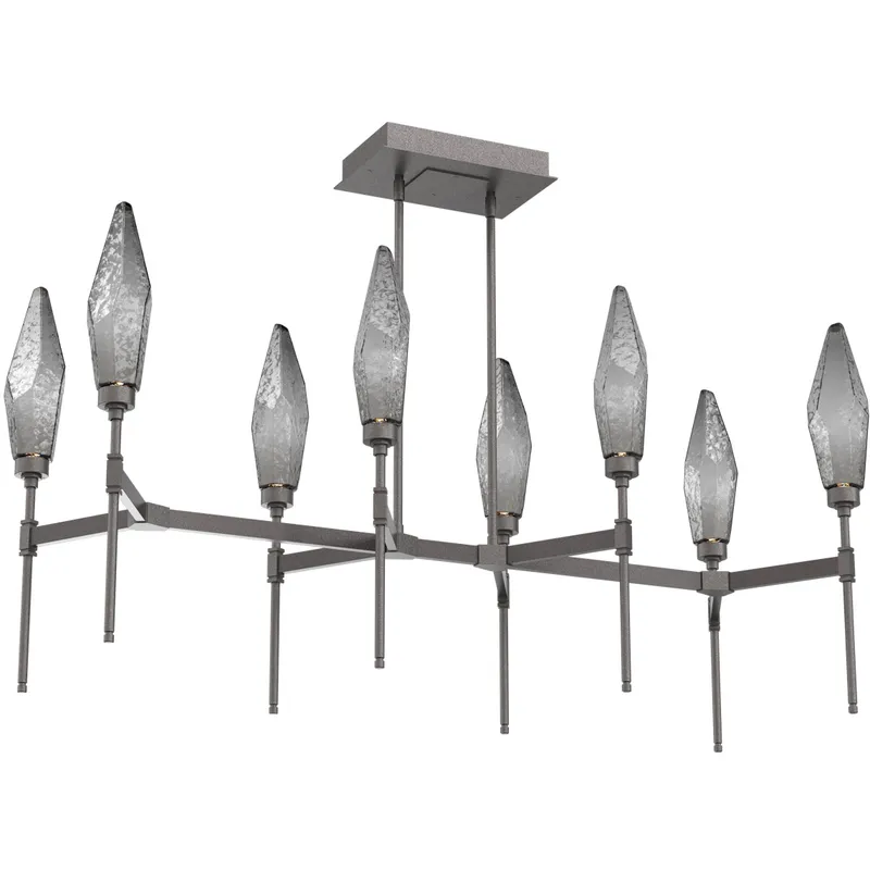 Rock Crystal LED Graphite Linear Pendant Ceiling Light in Chilled Smoke, 2700K LED