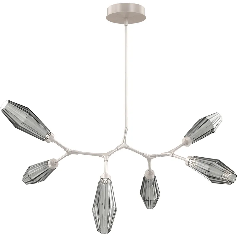 Aalto LED 43 inch Beige Silver Linear Pendant Ceiling Light in Optic Rib Smoke, Metallic Beige Silver, 2700K LED, Modern Branch