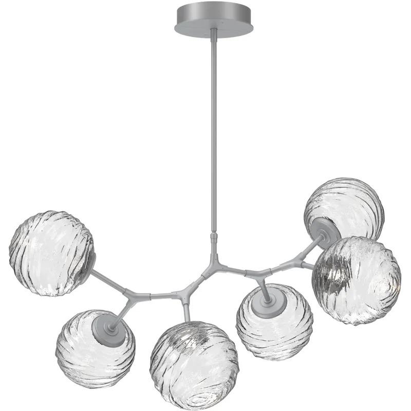 Gaia LED 36 inch Classic Silver Linear Multi-Pendant Ceiling Light in 3000K LED, Clear, Modern Branch